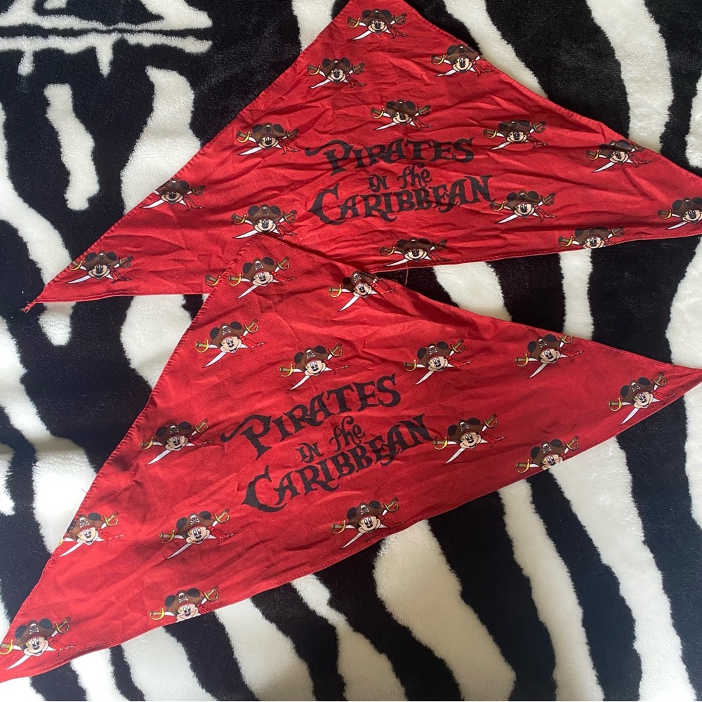Lot of 2 Mickey Mouse Pirates of the Caribbean Bandanas Disney Cruise Wear Red